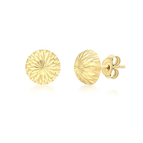 Carissima Gold 9ct Yellow Gold 7mm Diamond Cut Half Ball Stud Earrings von CARISSIMA