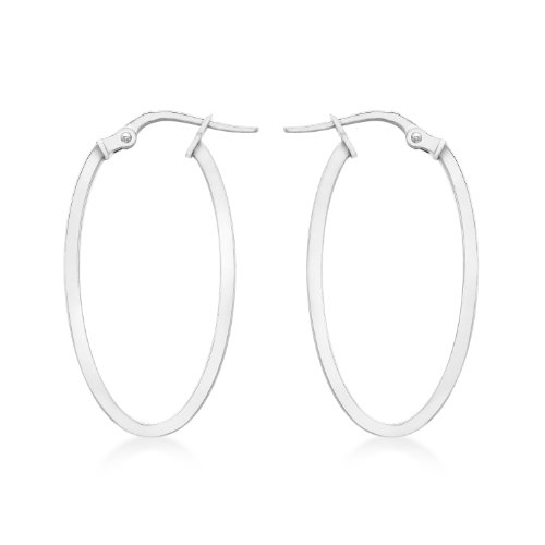 CARISSIMA Damen 14 mm x 30 mm Oval Creole Ohrringe 9k (375) Weißgold 5.53.3479 von CARISSIMA