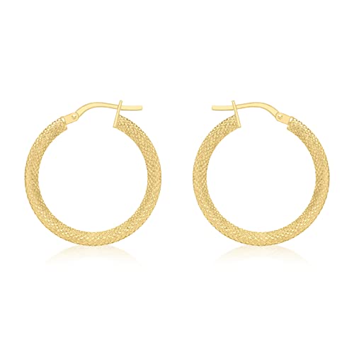 CARISSIMA Damen 25 mm Strukturiert Creole Ohrringe 9k (375) Gelbgold 1.51.0799 von CARISSIMA