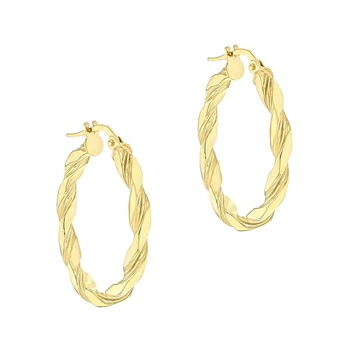 CARISSIMA Damen-Creolen 9ct Yellow 25mm Twist Creole Earrings 375 Gelbgold-1.51.0709 von CARISSIMA