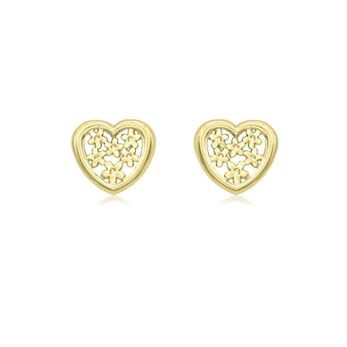 Carissima Gold Damen 9k (375) Gelbgold 8 mm x 7 mm Blume Herz Ohrstecker 1.55.6889 von CARISSIMA