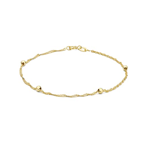 CARISSIMA Damen-Armband 9ct Yellow Twist Curb and Ball Chain Bracelet 19cm/7.5 375 Gelbgold-1.23.1382 von CARISSIMA