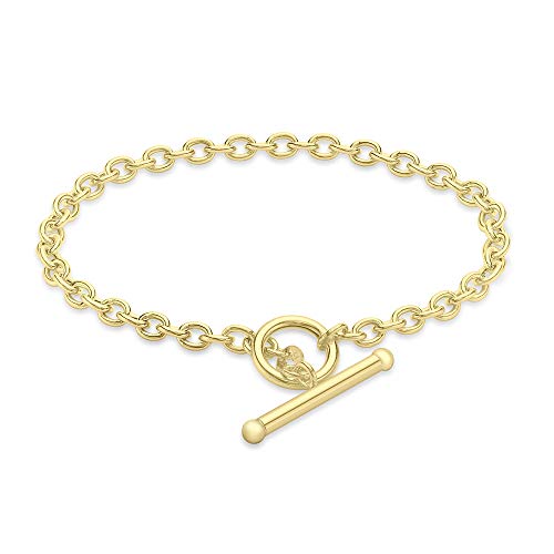 CARISSIMA Damen-Armband 9ct Yellow 100 Oval Belcher T-Bar Bracelet 19cm/7.5 375 Gelbgold-1.24.4582 von CARISSIMA