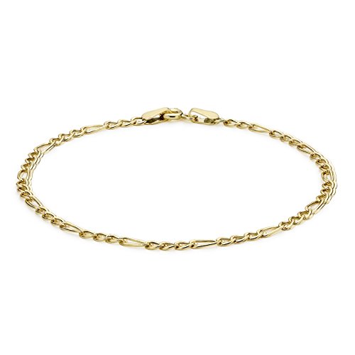 CARISSIMA Damen-Armband 9ct Yellow Hollow Figaro Anklet 25cm/10 375 Gelbgold-1.25.0106 von CARISSIMA