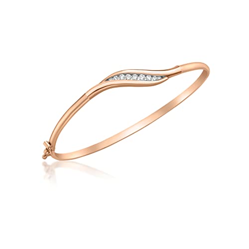CARISSIMA Damen - Armreif 9ct Rose Waxe Design Flexible CZ Bangle 375 Rotgold Zirkonia transparent Rundschliff - 5.37.1836 von CARISSIMA