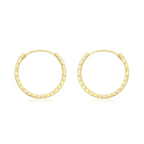 Carissima Gold Damen Diamantschliff 1.2 mm, 15 mm Sleeper Creolen 9k (375) 1.53.9869 von CARISSIMA