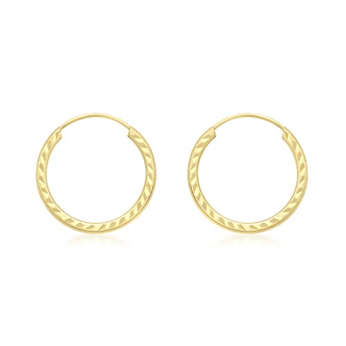 Carissima Gold Damen Diamantschliff 1.5 mm, 15 mm Sleeper Creolen 9k (375) 1.53.9899 von CARISSIMA