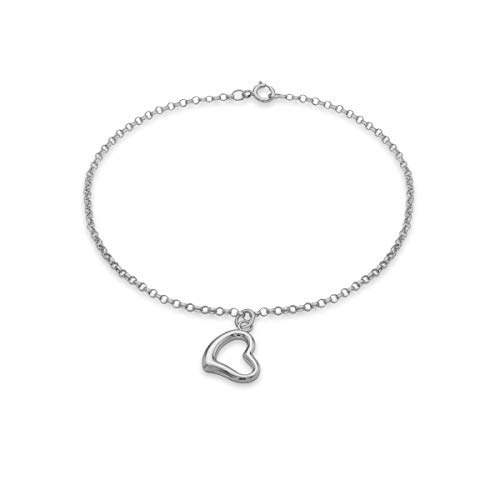 Carissima Gold Damen Heart Charm Rund Belcher Armband 9k(375) Weißgold 1.5mm 18cm/7zoll von CARISSIMA