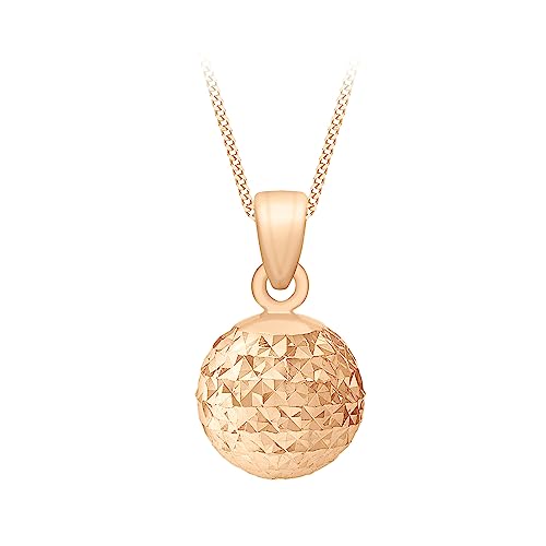 Carissima Gold Damen-Kette mit Anhänger 9ct Rose 8mm Diamond Cut Ball Pendant Necklace 46cm/18" 375 Weißgold 46 cm - 5.46.2004 von CARISSIMA