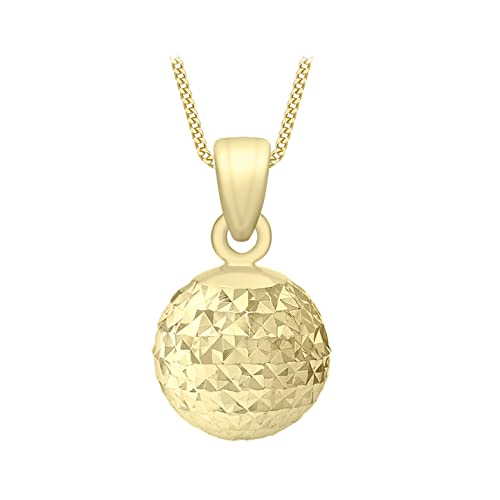 Carissima Gold Damen-Kette mit Anhänger 9ct Yellow Diamond Cut 8mm Ball Pendant Necklace 46cm/18" 375 Gelbgold 46 cm - 1.46.2034 von CARISSIMA