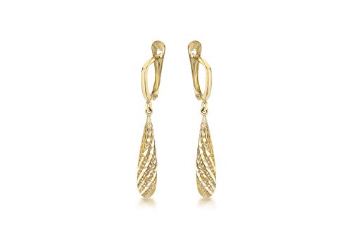 CARISSIMA Damen-Ohrhänger Diamond Cut Mesh Teardrop 375 Gelbgold 3.5 cm - 1.54.4229 von CARISSIMA