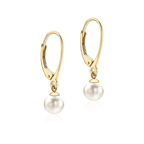 Carissima Damen-Ohrhänger aus 9 Karat Gelbgold, Perle, 6 mm x 24 mm, 9-karätiges Gold, Perle von CARISSIMA