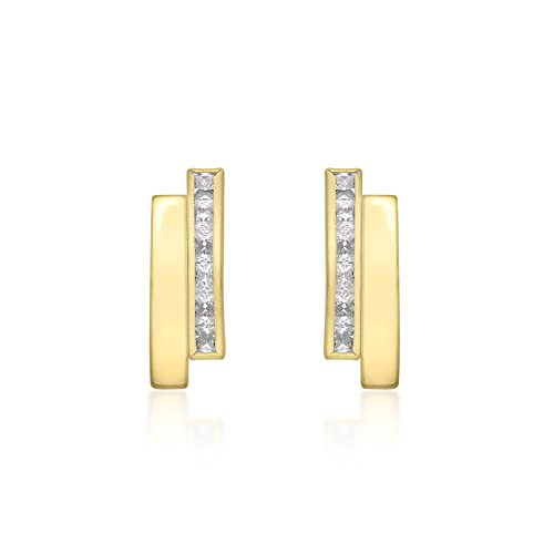 CARISSIMA Damen-Ohrstecker Carissima 9ct Yellow CZ Double Bar Stud Earrings 375 Gelbgold Zirkonia transparent Rundschliff - 1.58.9579 von CARISSIMA