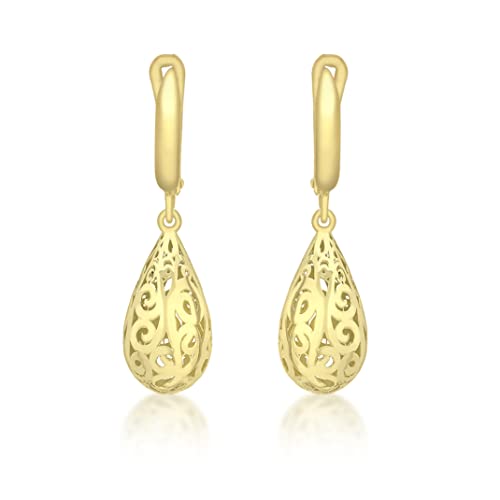 CARISSIMA Damen-Ohrhänger 9ct Yellow Swirl Cut Out Teardrop Earrings 375 Gelbgold-1.54.3919 von CARISSIMA