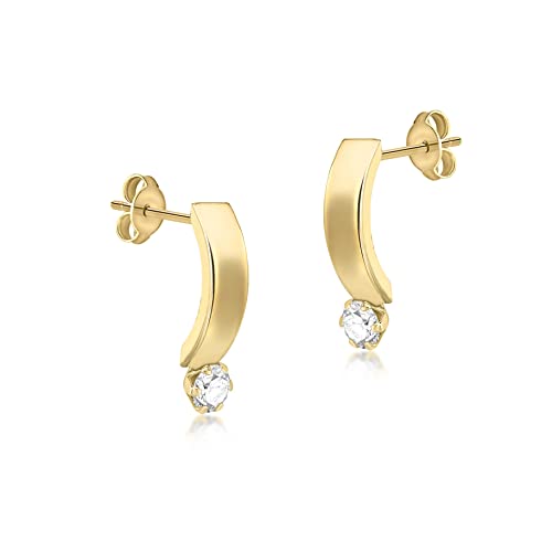 CARISSIMA Damen-Ohrstecker Cubic Large Curved Band 375 Gelbgold Zirkonia transparent Rundschliff - 1.58.9949 von CARISSIMA