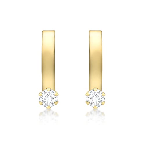 CARISSIMA Damen-Ohrstecker Cubic Small Curved Band 375 Gelbgold Zirkonia transparent Rundschliff - 1.58.9939 von CARISSIMA