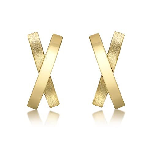 CARISSIMA Damen-Ohrstecker Satin and Polished Crossover 375 Gelbgold - 1.55.8469 von CARISSIMA