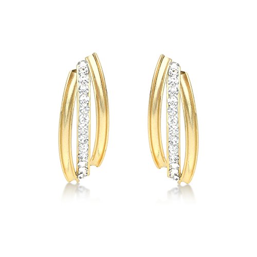 CARISSIMA Damen-Ohrstecker Triple Band 375 Gelbgold Zirkonia transparent Rundschliff - 1.59.0389 von CARISSIMA