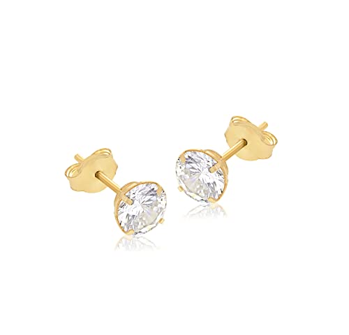 Carissima Gold Damen Rund kubic Zirkonia Ohrstecker 9k(375) Gelbgold 5mm von CARISSIMA