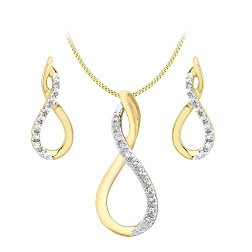 Carissima Gold Damen Schmuckset 9 Karat (375) Gelbgold Diamant 460 mm 1.45.3064 von CARISSIMA