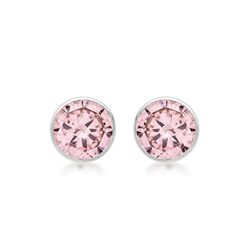 Carissima Gold Damen Ohrstecker 9k (375) Weißgold 5mm Rund Rosa Zirkonia von CARISSIMA