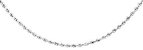 CARISSIMA Unisex Hollow Diamantschliff Rope Halskette 9k(375) Weißgold 2mm 41cm/16zoll von CARISSIMA