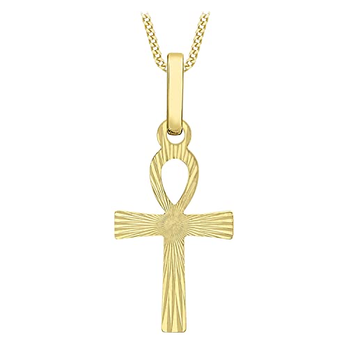 CARISSIMA Damen-Kette mit Anhänger 9ct Yellow Fancy Ankh Cross Pendant Necklace 18' 375 Gelbgold 45.72 cm - 1.46.1374 von CARISSIMA
