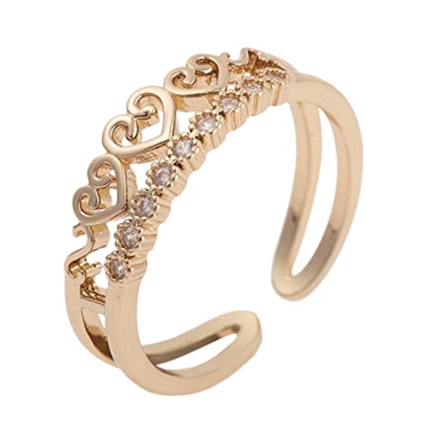 Caritierily An Meine Tochter Gold Love Strass Ring Verstellbarer Gold Love Ring Minimalistischer Ring Geschenk für sie Ringer Hose (Gold, One Size) von Caritierily