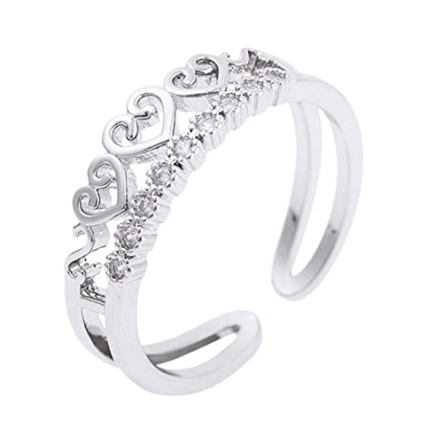 An Meine Tochter Gold Love Strass Ring Verstellbarer Gold Love Ring Minimalistischer Ring Geschenk für sie Ringer Hose (Silver, One Size) von Caritierily