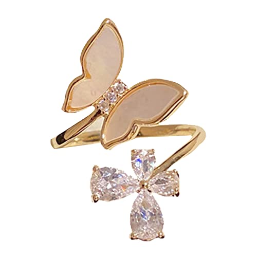 Caritierily An Meine Tochter Gold Schmetterling Strass Ring Verstellbarer Gold Wellenring Minimalistischer Ring Geschenk für sie Tasche Für Ringe (Gold, One Size) von Caritierily