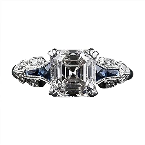 Caritierily Arbeiten Sie vorzüglichen unregelmäßigen -Quadrat-Ring für Frauen-Verlobungsring-Schmucksache-Geschenke um Kette Verschlungene Ringe (Silver, 8) von Caritierily