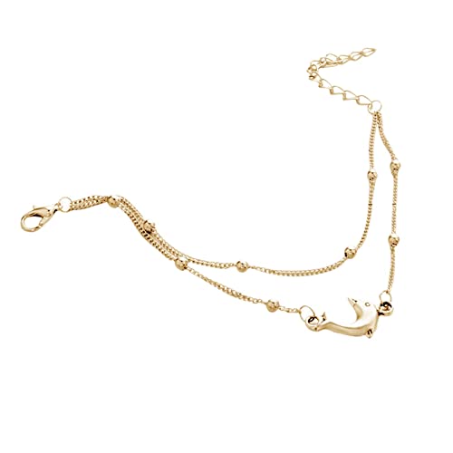 Armbänder Ankle Geschenke Armbänder Initial Ankle Initial Handgemachter Schmuck Fußkettchen Strand Strand Zierlich Geschichtet Für Frauen Für Frauen Delphin Fußkettchen 3 Fußkettchen von Caritierily
