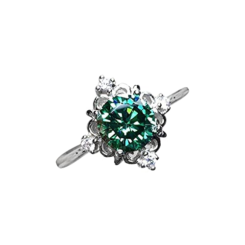 Caritierily Art- und Weisegrüner Zirkonia-Ring -Hochzeits-Antrags-Ring der einfachen Frauen Silbercreme Ringelblume (Green, 6) von Caritierily