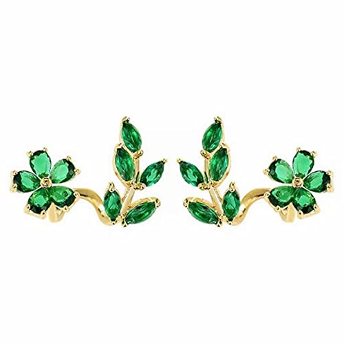 Caritierily Belaubte Blumen-Ohrringe Frauen Licht Luxus Temperament Sommermode alle -Ohrringe Ohrringe Totenkopf 925 (Green, One Size) von Caritierily