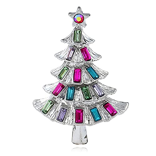 Brosche Weihnachtsbaum Brosche Anhänger Vintage mehrfarbige Strass Kristall Pin Hochzeit Schmuck Geschenk (C, One Size) von Caritierily