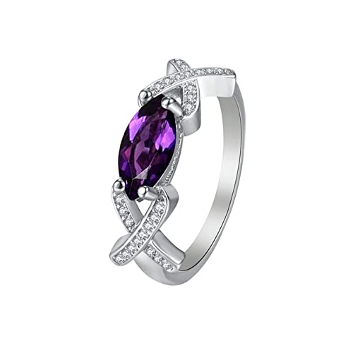 Caritierily Ausgefallene Ringe Fashion Eye Crystal Intarsien Personalisierte Ringkombinationen Damenringe Zirkon Fashion Horse Ringe Ringelnatz Kinder (Purple, 8) von Caritierily