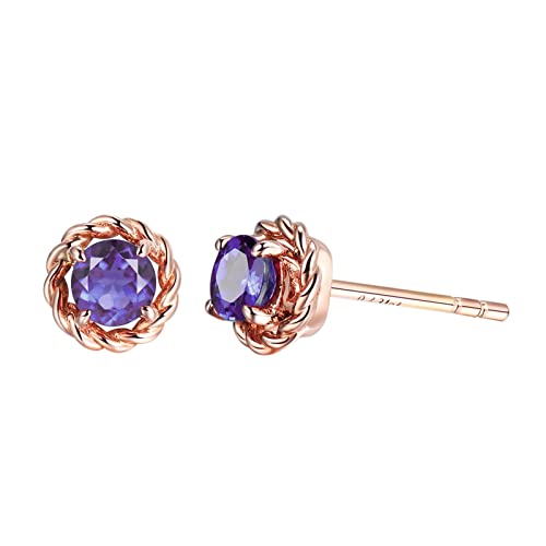 Caritierily Ausgefallene Rubine Kupfer versilbert Ohrstecker Damen Ohrringe Set mit Zirkon vergoldeten Ohrringen Handgemachte Ohrringe (Purple, One Size) von Caritierily