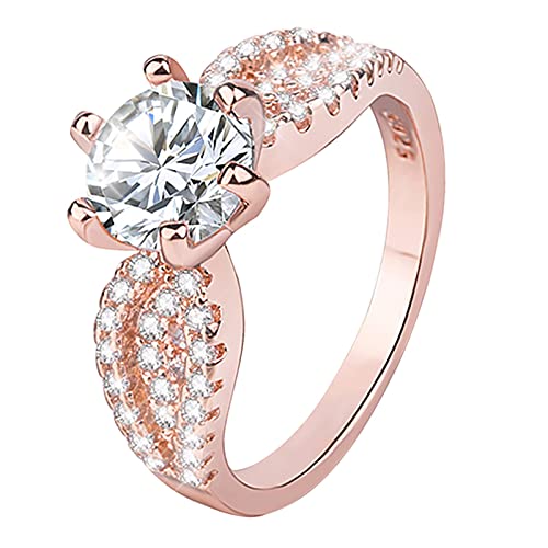 Caritierily Banner Der Ringe Neues Set Blumen & Frauen Hochzeit Silber Weißer Verlobungsring Gold abgelegte Rosenringe (0413B-Rose Gold, XXL) von Caritierily