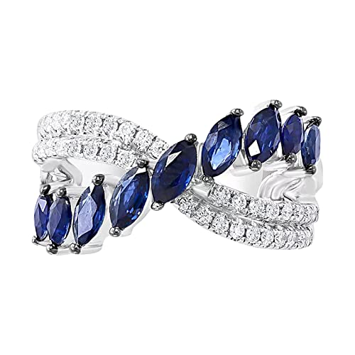 Caritierily Damen Ringe Silber 925 Set Schmuck funkelnder Blauer zarter feiner Luxusring für Frauen Set Schmuck Ringe (0406B-Blue, 7) von Caritierily