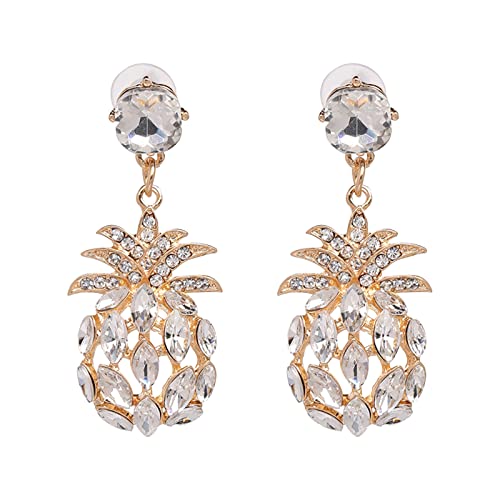 Caritierily Frucht-Ananas-Ohrringe Personalisierte Ohrringe Europäische und koreanische Ohrringe 7 Farbe optional Klipp Ohrringe Damen (White, One Size) von Caritierily