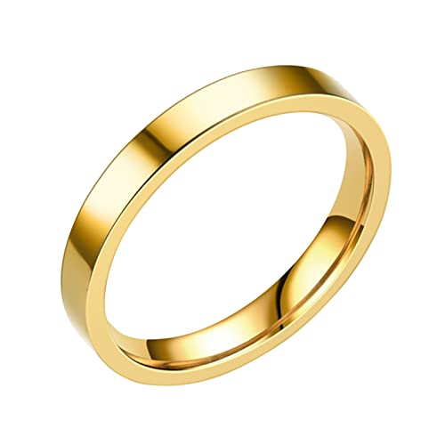 Caritierily Halskette Zwei Ringe 3MM Edelstahl Massive Ringe Ehering Ringe Für Frauen Ringe Für Männer Glatte Ringe Geometrie Ringe Größe 6 13 Heer Der Ringe Teil 2 (Gold, 7) von Caritierily
