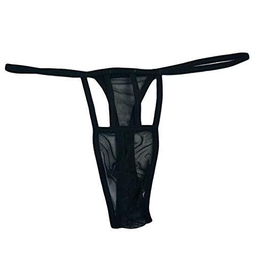 Caritierily Herren Bandage Strings Höschen Transparente T-förmige Damenunterwäsche für Männer (Black, One Size) von Caritierily