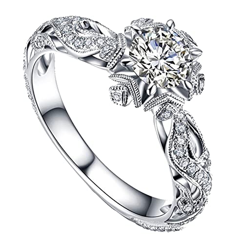 Caritierily Ohrringe Dünne Ringe Hohler Schmuck, Verlobungszubehör, Geschenk, Frauen, Ring, Eheringe Totenkopf Ringe Herren (Silver5, 5) von Caritierily