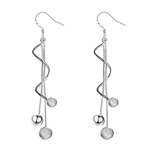 Caritierily Ohrringe Edel Ohrringe Longdesign Mode einfache Perle Frauen Ohrringe (0411A-Silver, One Size) von Caritierily