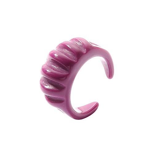 Caritierily Ringe Farbwechsel Fingerzeigeringe bunt für Frauen Mädchen Ringe Harz geometrische Acryl klobige Ringe Ringen Schuhe Herren (Purple, One Size) von Caritierily