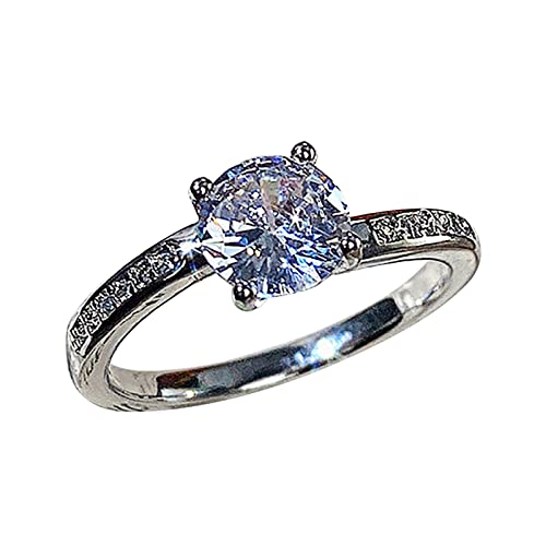 Caritierily Ringe Mit Faltenhaken Frauen-funkelnder Zirkonia-Ring-Damen-Schmuck engagierter Ring Katja Schmuck Ringe (Silver, 10) von Caritierily