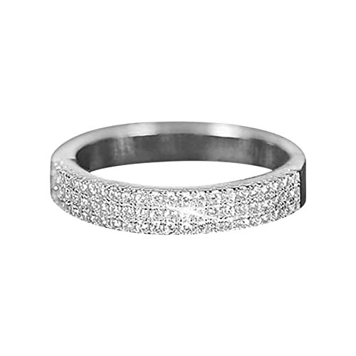 Caritierily Ringe Reifen DREI-Gewinnt-Diamanten-Ring edler Strassring Silberschmuck Ringe für Frauen Mode Full Diamant Zirkonringe Ringe Damen Veret (Silver, 7) von Caritierily