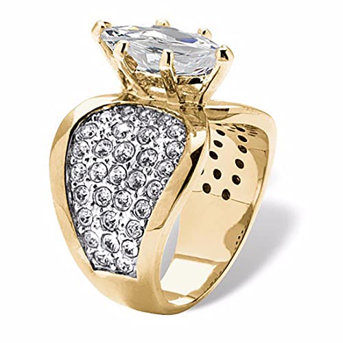 Caritierily Ringe Schwarz Paar Verlobungs-Rundschliff-Zirkon-Frauen-Hochzeits-Ring-Schmuck-Ringe für Frauen-voller -Damen-Ring Holz Ringe (Gold, 10) von Caritierily