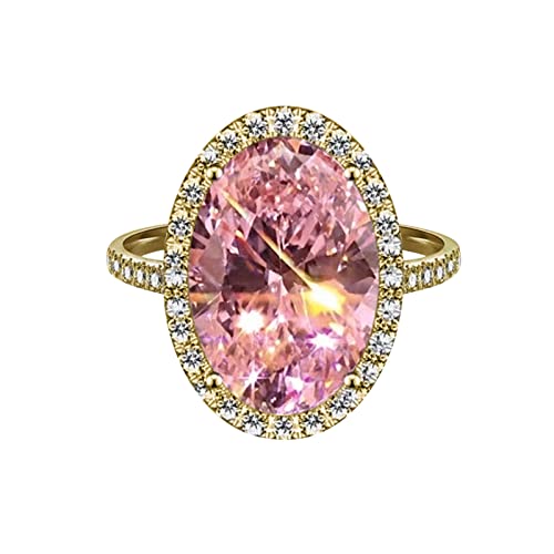 Caritierily Schachtel Ringe Hochzeit Rosa eiförmiger Strass-Ring-Ring-Elegante Strass-Ring-Frauen Arbeiten voller -Zirkon-Ringe für Frauen-Größe 5 11 Totenkopf Ringe Herren (Gold, 9) von Caritierily