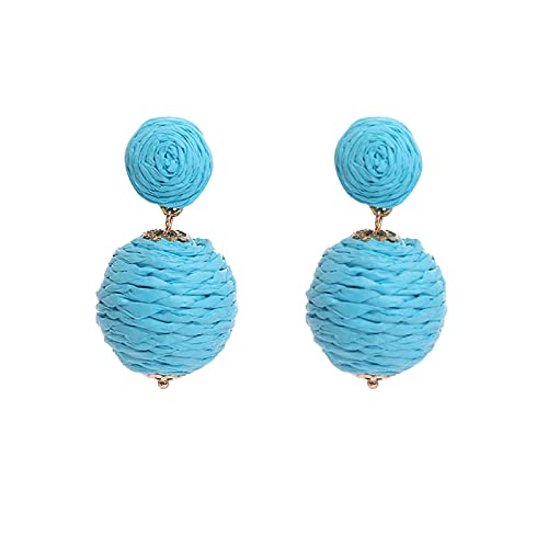 Caritierily Schmuck Geschenk zum Geburtstag Rattan Ohrringe Rattan Kugel Ring Anhänger Ohrringe Damen Handgemachte Ohrringe Geflochtene Stroh Rattan Bast Ohrringe Sommer Strand Accessoires (0418B-C von Caritierily
